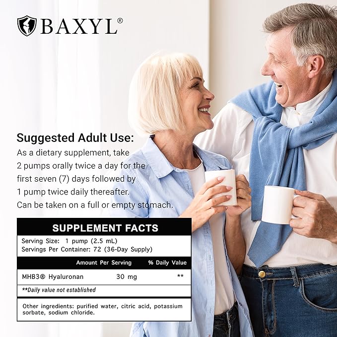 BAXYL - Liquid Hyaluronic Acid for Joint Relief Supplement (Vegan Gluten-Free Non-GMO Patented Oral MHB3)