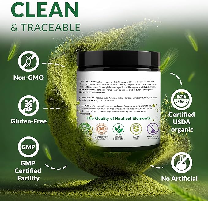 Barley Grass Juice Powder Organic – Sourced from Utah’s Mineral-Rich Soil Nutrient-Dense Barley Grass Powder – Raw &amp Cold-Processed Superfood High Chlorophyll – 6.35oz (180g) | 72 Serving