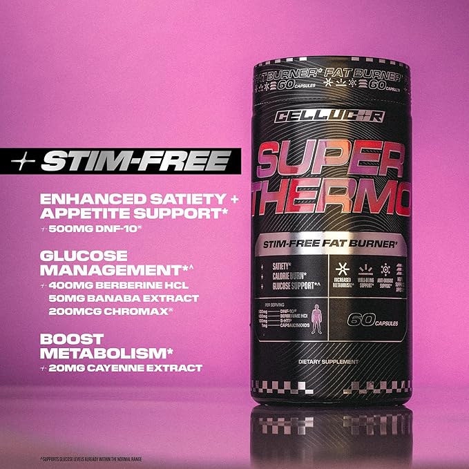 Cellucor Super Thermo™ Stim-Free Fat Burner | Thermogenic Appetite and Glucose Support | 60 Capsules