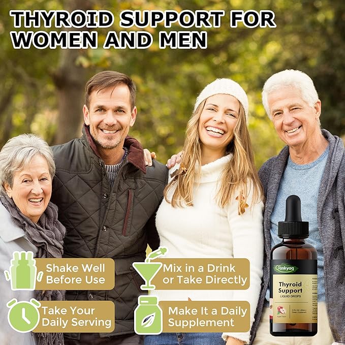 Q'ankyaq Thyroid Support Liquid Drops Red Yeast Rice with CoQ10 Liquid Drops Thyroid Support for Women 1200mg Red Rice Yeast Extract for Cholesterol Health