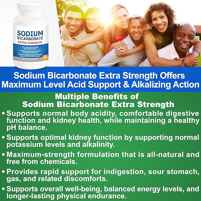 Sodium Bicarbonate Capsules Extra Strength 1300mg Organic Use No Junk. 1 Sodium Bicarbonate Capsule is 1300mg. Pure Sodium Bicarb Tablet