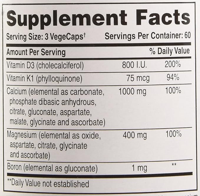 Vegetarian Calcium with Magnesium Capsules 180 Count