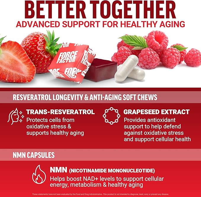 Resveratrol  Mixed Berry 60 Soft Chews + NMN Supplement Nicotinamide Mononucleotide to Support Healthy Aging and Energy Metabolism Boosts NAD+ Levels No Gelatin Non-GMO 30 Vegetable Capsules