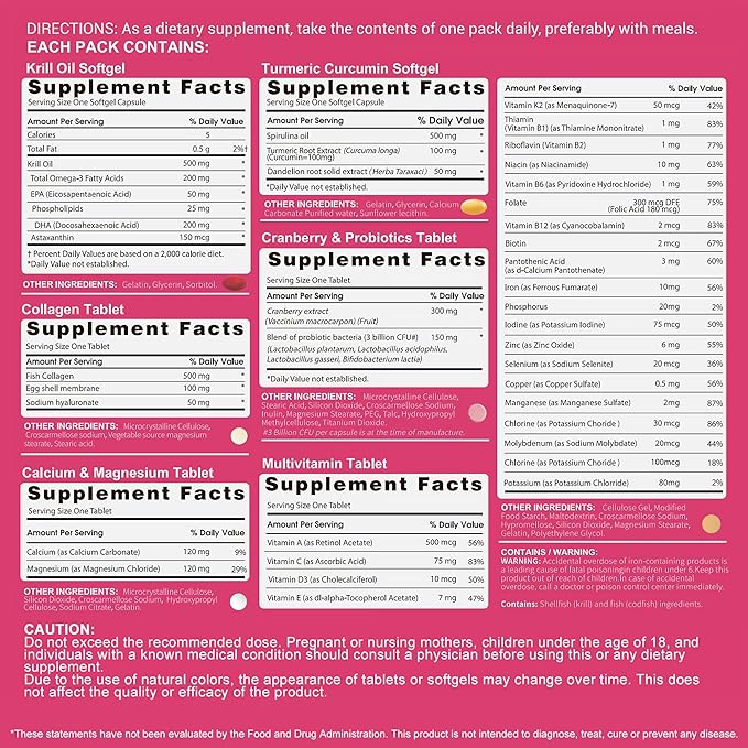 RevitaPlus Multivitamin for Women with Vitamin ABCD3EK2Biotin CollagenKrill OilCranberries Supports EnergyWellnessBeauty and Immune - Vitamin Packs for Women Health 30 Packs
