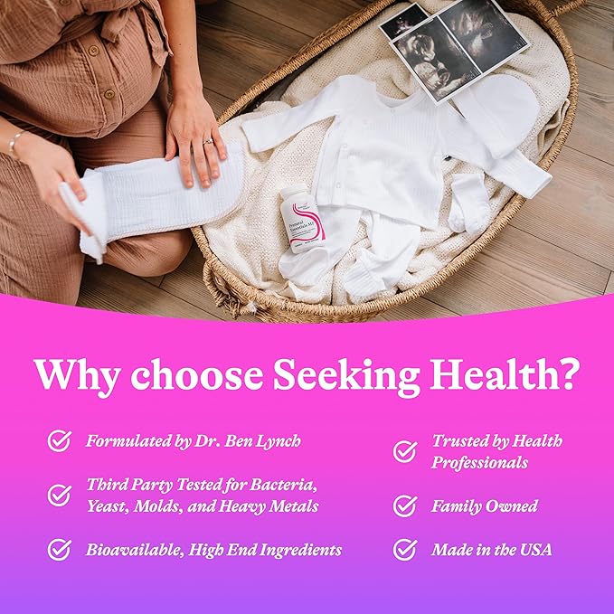 Seeking Health Prenatal Essentials MF - Brain Development &amp Methylation Support - Methyl-Free Vegetarian Capsules with Selenium Vitamin B6 Zinc &amp Vitamin B12-60 Capsules