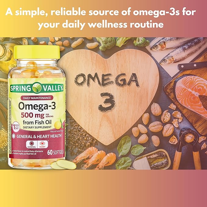 Omega 3 500mg- Fish Oil Softgels 60 Count (Pack of 1)