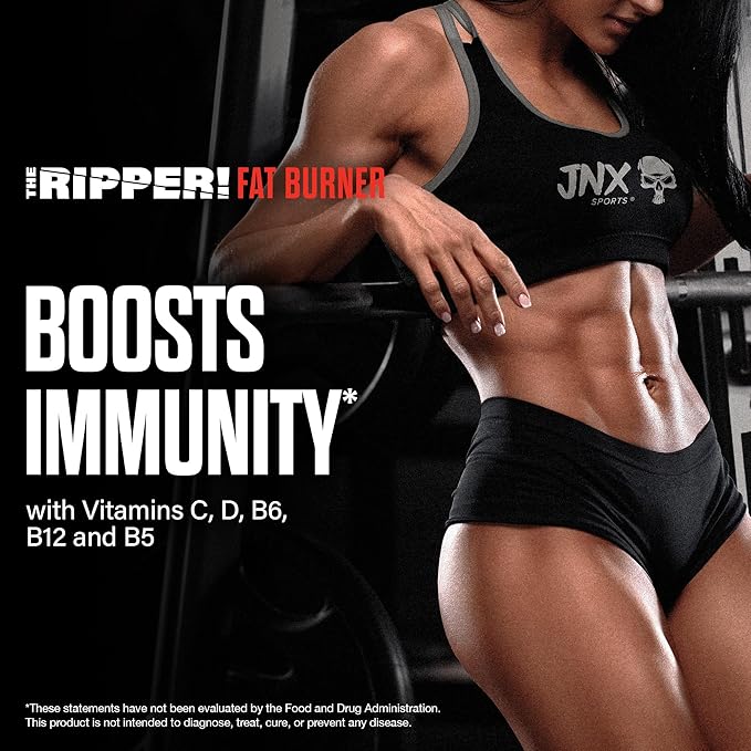 JNX SPORTS The Ripper! Fat Burner for Men &amp Women – Shredding Thermogenic Fat Burner Pre-Workout &amp Appetite Suppressant –Raspberry Lemonade 30 Servings