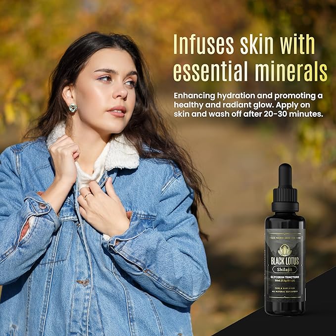 Black Lotus Pure Shilajit Resin Liquid Tincture 50ml 100% Pure Natural Shilajit for Men &amp Women with Amino Acids 175mg Fulvic Acid 85 Ionic Trace Minerals for Immune Support Focus Energy