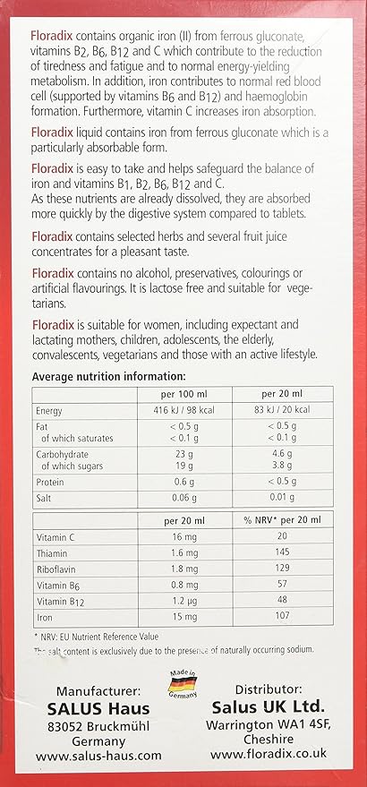 Salus Floradix Liquid Iron Formula 500Ml