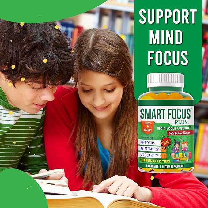 Kids Omega 3 Kids Focus and Attention Supplements Kids Gummy Vitamins Concentration &amp Brain Support Teen Omega 3 Supplement for Children 60 Gummies