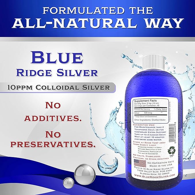 10 ppm 16 oz Colloidal Silver Natural Immune Support Health Supplement