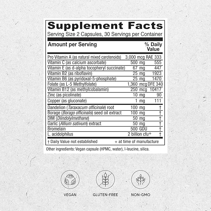 Vitanica OC Companion Oral Contraceptive Support Vegan Non-GMO 60 Capsules