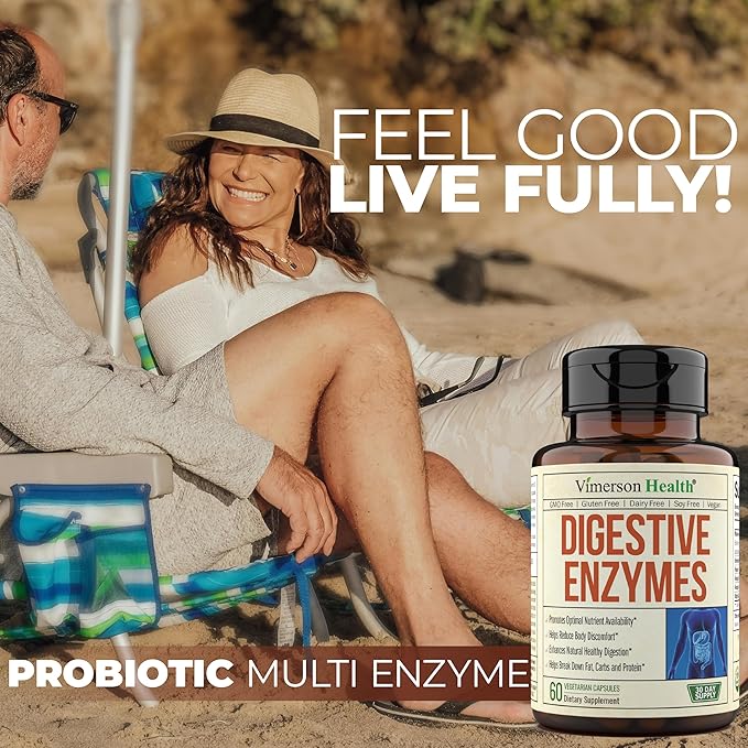 Digestive Enzymes - Probiotic Multi Enzyme (Enzimas Digestivas) - Digestive Supplements with Unique Makzyme-Pro Formula - Advanced Enzymes for Digestion Bowel Movements &amp Nutrient Absorption. 60