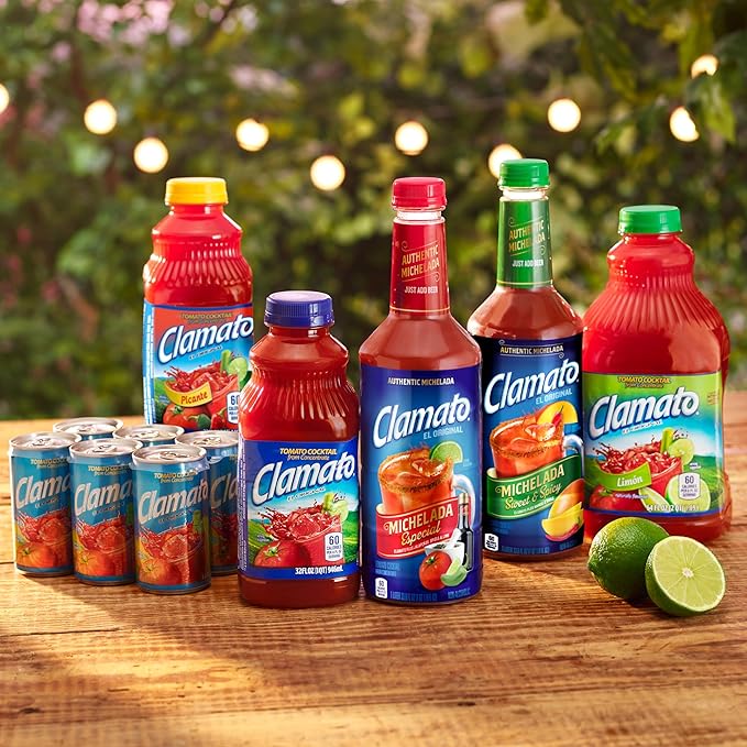 Clamato Limon Tomato Cocktail 64 fl oz bottle (Pack of 8) Zesty Citrus Mixer Authentic Flavor Perfect Mixer for Micheladas and Bloody Mary Drinks and other Cocktail Spirits