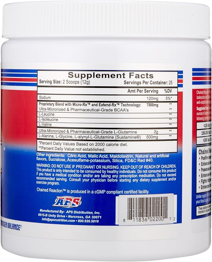Chain'd Reaction - The Ultimate BCAA Amino Acid Recovery Aid for Muscle Growth Watermelon 300 Gram