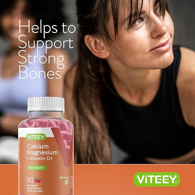 VITEEY Calcium Gummies with Vitamin D3 and Magnesium Supplement for Bone Health - Chewable Calcium Supplements for Women &amp Men - Gluten-Free Non-GMO - 180 Count