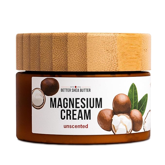 Better Shea Butter Magnesium Cream for Leg Cramps | Relieves Muscle Tension | Night Lotion Safe for Pregnancy Kids and Babies | Organic and Natural Ingredients | Vegan Made in USA | (Unscented)