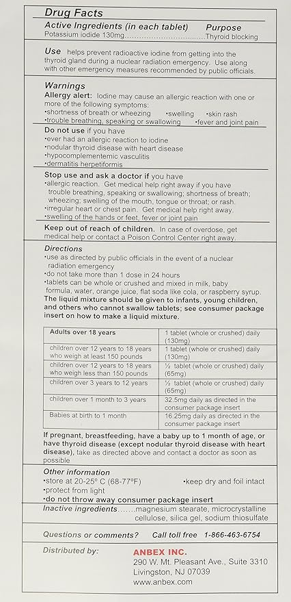 IOSAT 130 mg Potassium Iodide Tablets 5 Count
