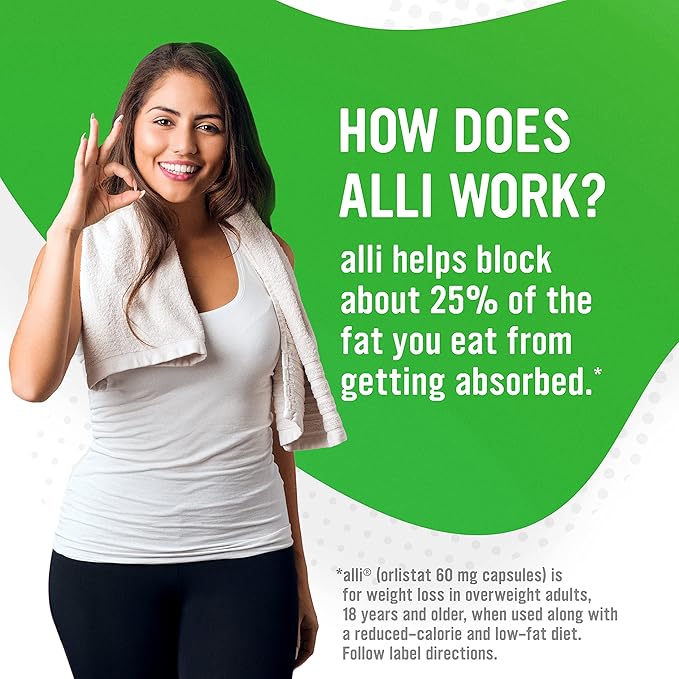 alli Diet Weight Loss Supplement Pills Orlistat 60mg Capsules 170 Count