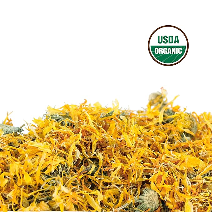 Calendula Tea 1LB (16Oz) 100% CERTIFIED Organic Whole Flower Herbal Tea (Calendula Officinalis) Caffeine Free in 1 lbs. Bulk Resealable BPA-free Bags from U.S. Wellness