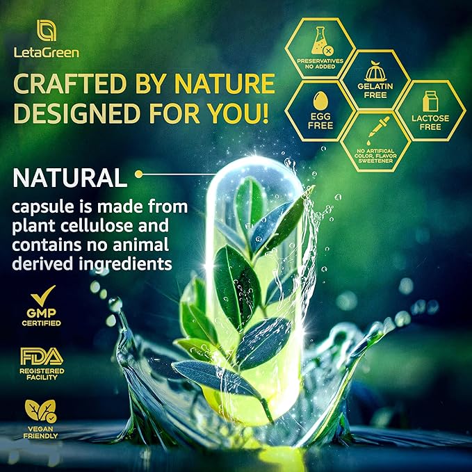 Organic Lions Mane Supplement Capsules - 240 Real Mushrooms Lion's Mane Capsules with Ginkgo Biloba Herb Bacopa Monnieri L Theanine L Tyrosine - Mushroom Complex for Daily Wellness