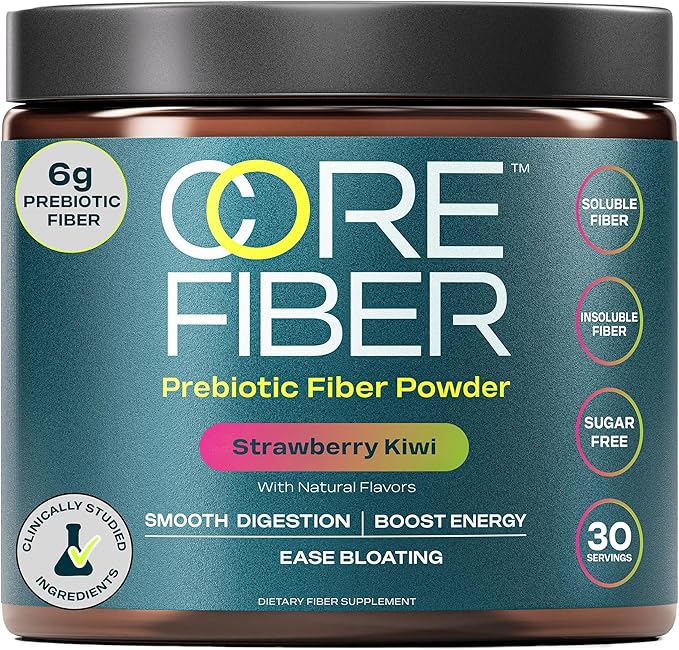 Prebiotic Fiber Supplement for Women &amp Men – 6g Prebiotic Fiber Powder – Daily Blend for Gut Health Bloating Regular Digestion &amp Energy – Soluble &amp Insoluble Sugar Free Strawberry Kiwi