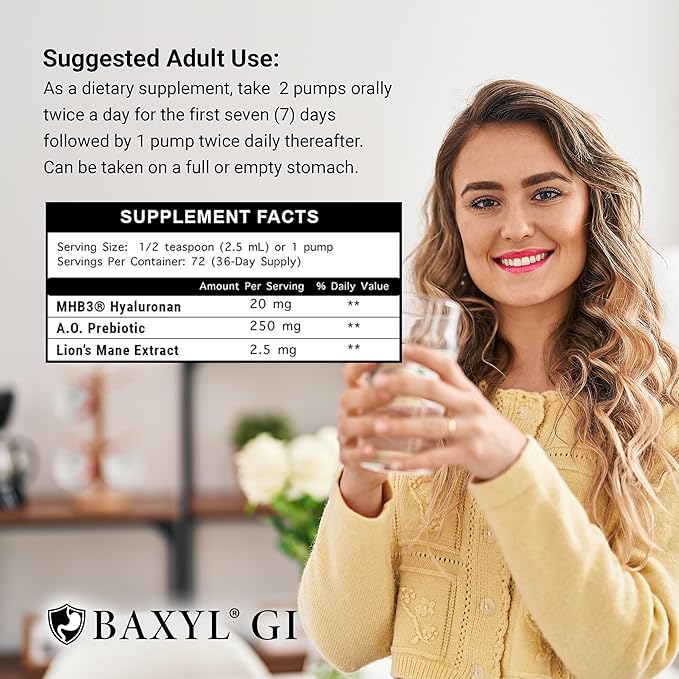 BAXYL® GI - Digestion Digestive Aid &amp Stomach Relief - GERD (Acid Reflux) IBS Crohn’s - (Patented Formula Organic Vegan Made in USA) | 36 Day Supply - 6 Fl oz