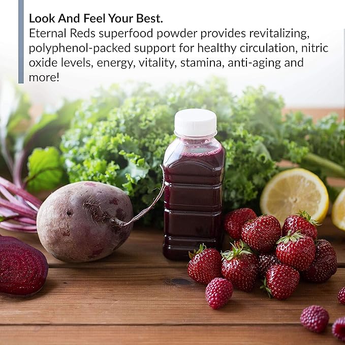 BioTrust Eternal Reds Red Superfoods Powder Support for Heart Health and Circulation Energy Stamina No Added Sugar or Caffeine Naturally Flavored and Sweetened Berry Flavor (30 Servings)