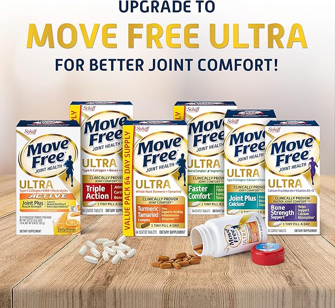 Move Free Advanced Glucosamine Chondroitin MSM Joint Support Supplement Supports Mobility Comfort Strength Flexibility &amp Bone - 120 Count (Pack of 3)