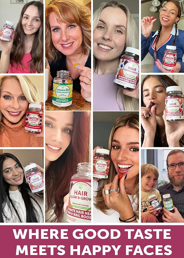 Lunakai USA Made Super Hair Gummies with Biotin Zinc Horsetail Extract &amp Saw Palmetto - Hair Growth Vitamins for Women &amp Men – Supports Thicker Longer Stronger Tresses Skin &amp Nails 6