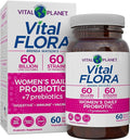 Vital Planet - Vital Flora Women’s Daily Probiotic 60 Billion CFU 60 Diverse Strains 7 Organic Prebiotics Vaginal and Immune Support Bloating Digestive Health Probiotics for Women 60 Capsules