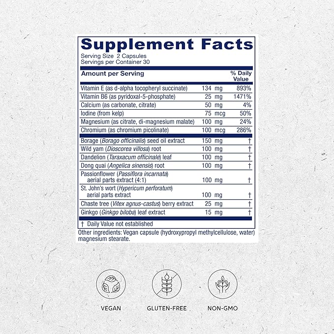 Vitanica Women's Phase I Premenstrual Support Vegan 60 Capsules