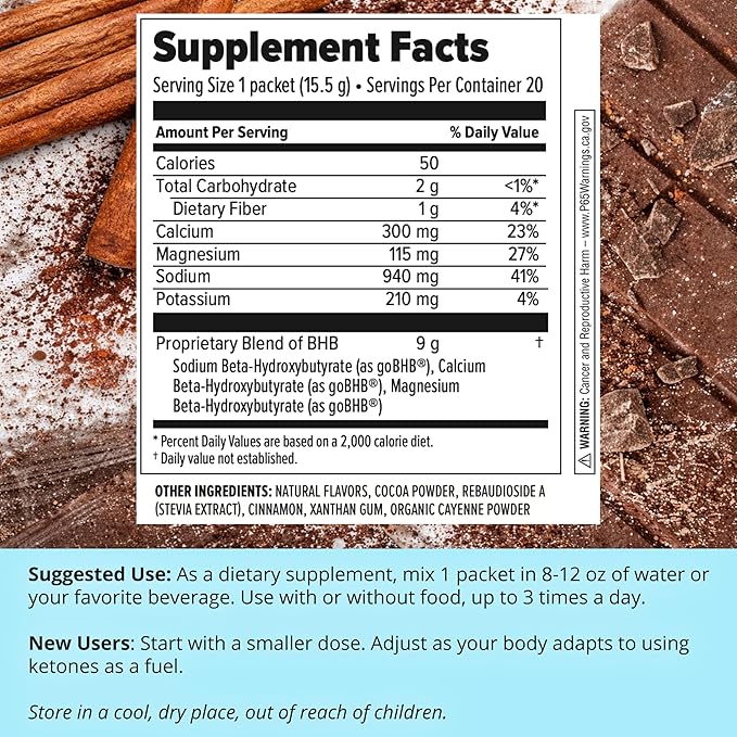 Dr. Boz - Keto BHB Powder - Mexican Chocolate Spice 20 Servings - Ketones Drink - Energy &amp Reduced Cravings - Max Strength Dietary Supplement - Quality Tested - Made in The USA - 10.9oz (310g)