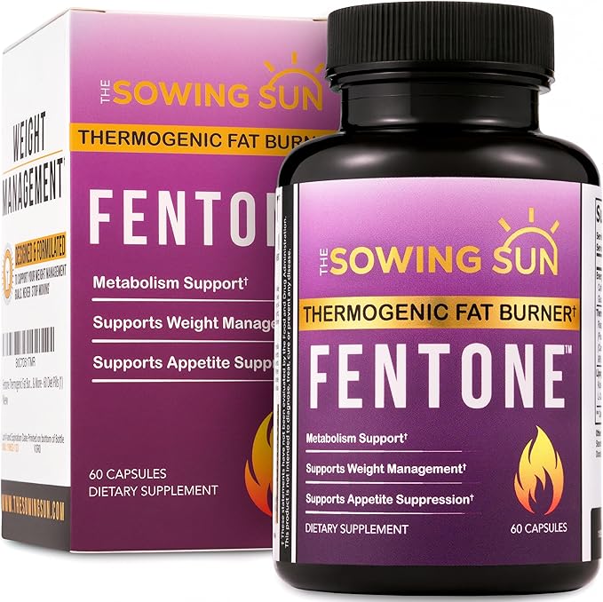 Fentone Thermogenic Fat Burner Energy Booster Appetite Suppressant Clinically Studied Weight Loss Fat Burning Phenylethylamine HCl L- Carnitine Ketones - 60 Diet Pills (1)