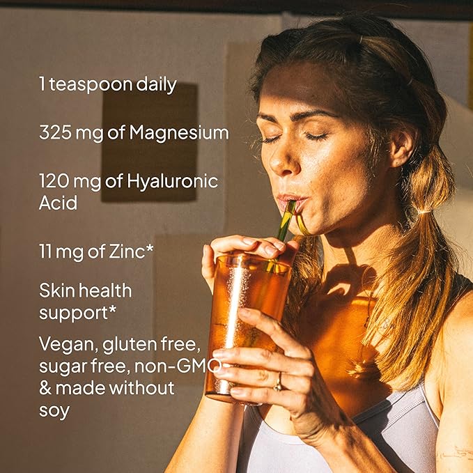 KAL Radiant Magnesium Powder Mixed Berry Flavor Hyaluronic Acid and Magnesium Supplement Skin &amp Antioxidant Support Sugar Free 60 Servings 7.3 OZ
