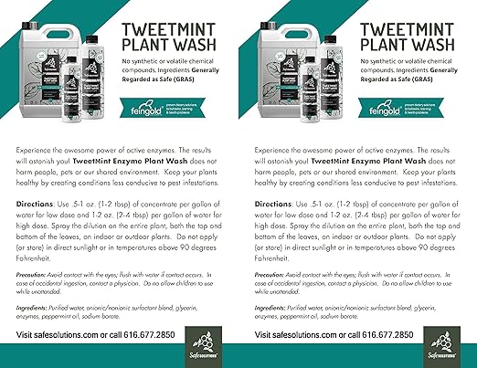 Best Natural Non-Toxic Enzyme Safe Solutions TweetMint Plant Wash (64 oz) Bottle