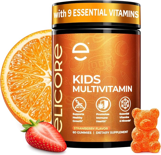 Premium Kids Multivitamin Gummies – 12 in 1 Kids Gummy Vitamins – Growth Chewable Multivitamin for Toddlers and Teens – Immune Brain &amp Focus Support – GMO-Free Gluten-Free – 2 Months Supply