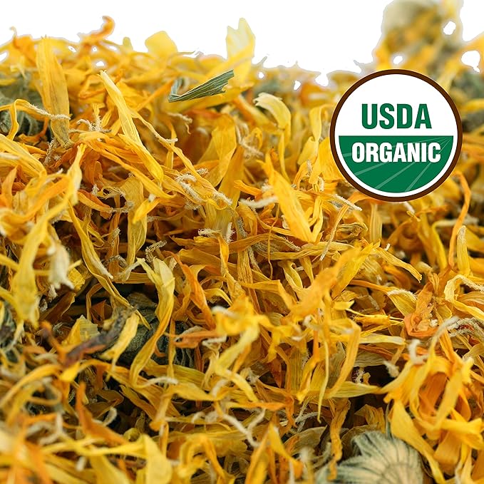 Calendula Tea 1LB (16Oz) 100% CERTIFIED Organic Whole Flower Herbal Tea (Calendula Officinalis) Caffeine Free in 1 lbs. Bulk Resealable BPA-free Bags from U.S. Wellness