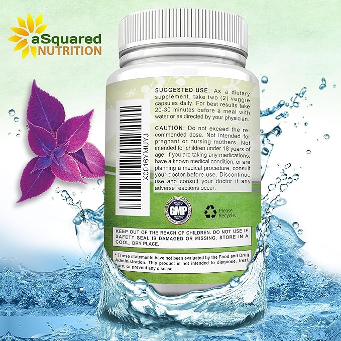 aSquared Nutrition Forskolin 500mg Per Serving Max Strength-180 Capsules Supplement for Pure Weight Loss Fuel Coleus Forskohlii Root - Forskolin Diet Pills Belly Buster Fat Burner 2X Slim Trim Lose