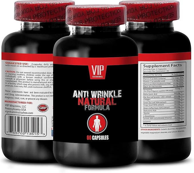 Anti-Wrinkle Complex - Anti-Wrinkle Tea &amp Seed Green Coffee Youthful Skin Blend Vitamin C Skin Smoother Support Aloe Vera Trans-Resveratrol Grape Seed Support Hyaluronic Acid 3Bot