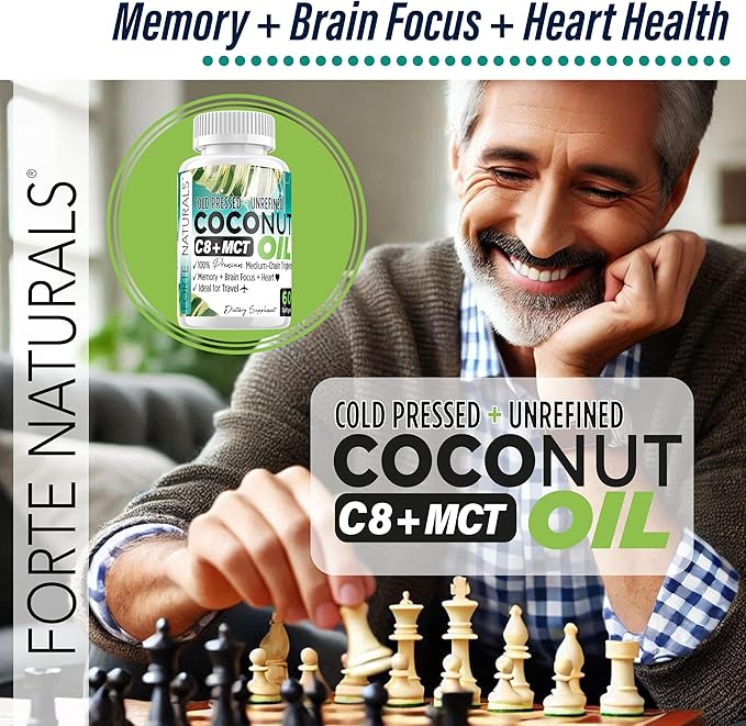 Coconut Oil Softgels Coconut Oil Capsules Super GLP-1 Gut Health Digestive Balance &amp Energy Support Cold Pressed Unrefined Non-GMO Keto Friendly Supplement for Daily Use Made in USA