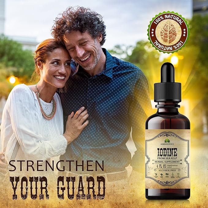 Iodine Drops – Natural Iodine Liquid from Sea Kelp – Thyroid Supplement for Energy Digestion &amp Immune Support – Organic Non-GMO Formula – 4 fl oz