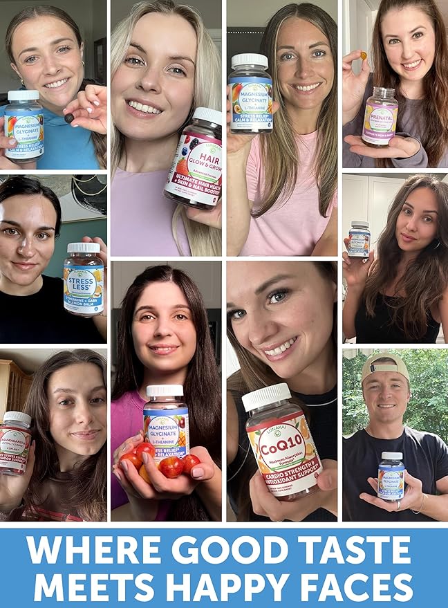 Lunakai USA Made Magnesium Glycinate Gummies with L-Theanine for Kids &amp Adults – 420mg Magnesium Supplement for Calm Sleep &amp Stress Support 60ct