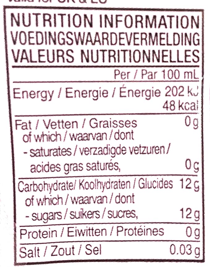Vita Blackcurrant Juice Drink 8.45 Fl Oz (18 Pack)