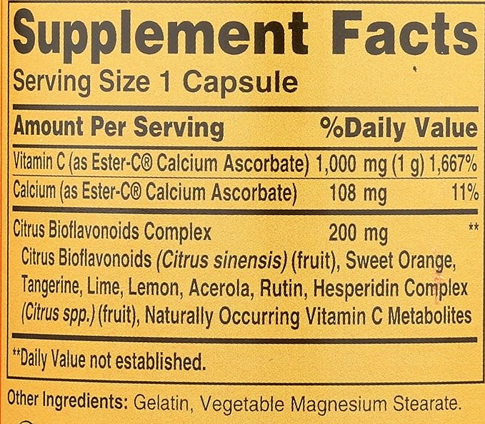 Ester-Vitamin C with Citrus Bioflavonoids 1Vitamin 000 Milligrams 90 Capsules