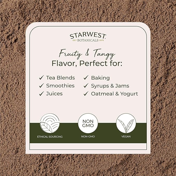 Starwest Botanicals Rosehips Powder Organic - Dried Herb for Tea &amp Baking Finely Ground Certified Kosher Non-GMO - Bulk 1 lb Bag