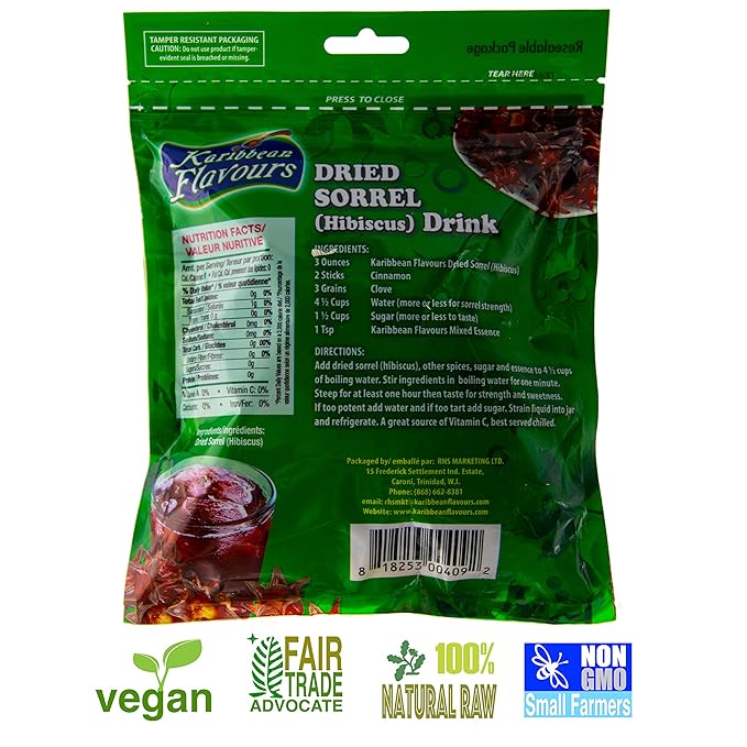 Premium Sorrel (5 pack) Hibiscus Flower Whole Petal 3 Oz (pack of 5) - Flor de Jamaica Zobo Flower perfect for Tea and Mexican Agua Fresca - Makes Refreshing Iced Tea Or Hot Tea