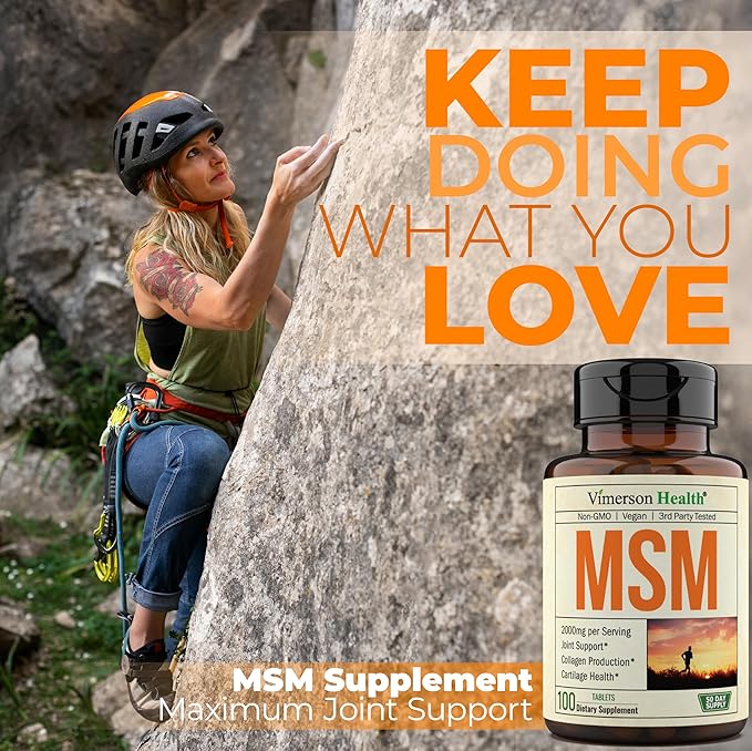 MSM 2000mg - Joint Support Supplement for Cartilage &amp Joint Health. Antioxidant Properties. Aids Inflammatory Response. Occasional Discomfort Relief - Back Knees Hands. Non-GMO. Vegan. 50 Day Su