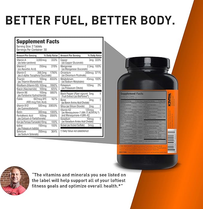 JYM Supplement Science Vita JYM Sports Multivitamin &amp Mineral Support Vitamin A C B6 B12 E K Boron Biotin Potassium 60 Tablets