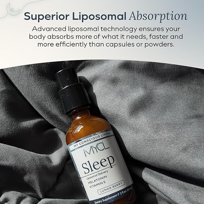 Sleep Liposomal Supplement with Low-Dose Liquid Melatonin Kids and Adults - Relaxation Aid Deep Restorative Sleep Support - Vegan and Clean - Advanced Absorption - Berry Flavor - 60 Pump Servings